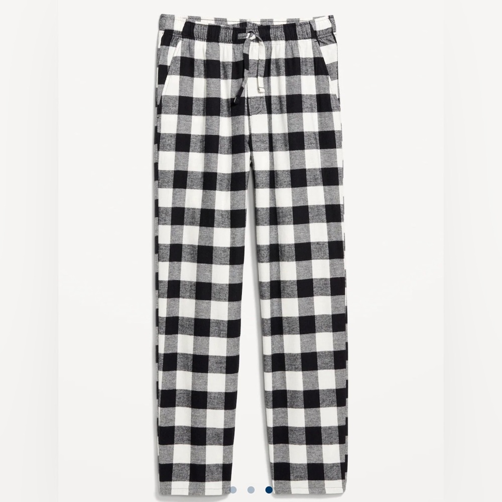 Men’s Black/White Plaid Flannel Pajama Pants